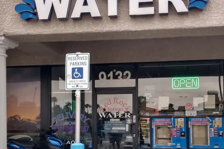Red Rock Springs Water alkaline water refill station at 9132 W Sahara Ave Las Vegas, indoor and outdoor vending